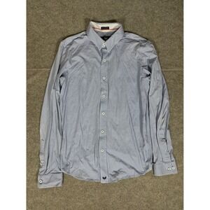 Buttercloth Icy Cotton Slim Fit‎ Shirt Mens Medium Blue Geometric Long Sleeve